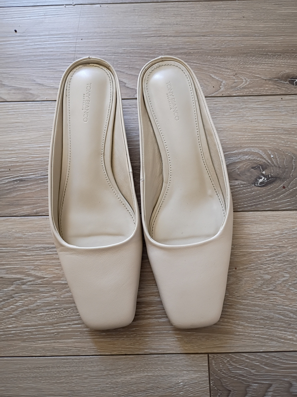 Tony Bianco Women's Cream Square-Toe Slip-On Heels